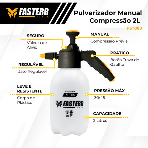 Pulverizador Manual 2l Com Bomba E Válvula Spray Fst088