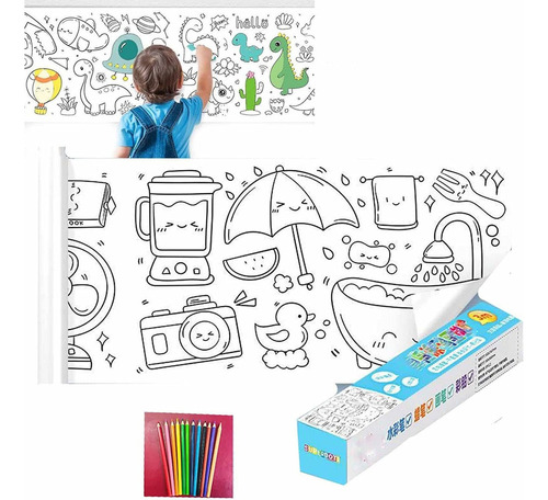 Rollo De Papel Para Colorear Dibujo Para Niños,manualidades Color Artículos Diarios