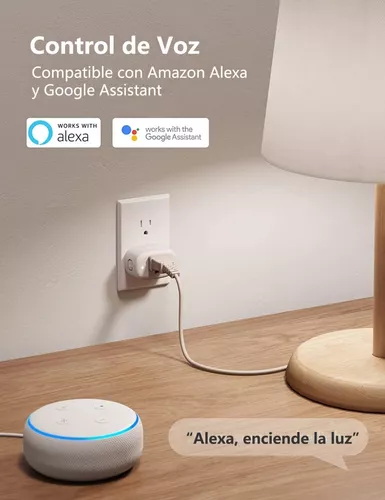 Enchufe inteligente – 15 A WiFi Bluetooth Smart Outlet compatible con Alexa  y Google Assistant, enchufes dobles con control de voz, función de horario