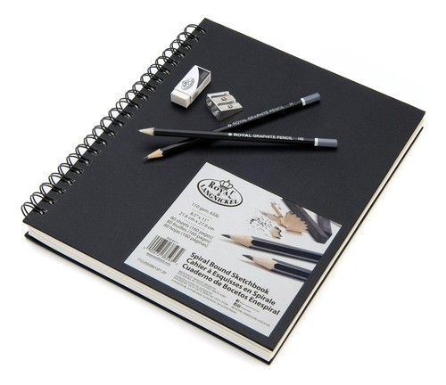 Sketchbook A4 Black Capa Dura Espiral - Royal & Langnickel
