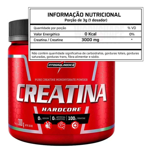 Creatina Integralmedica, 300 g, creatina, 100% pura, dura, sin sabor, en polvo Crea Pure Universal