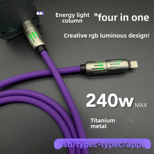 Cable De Carga Rápida De 240 W Con Interfaces 4 En 1