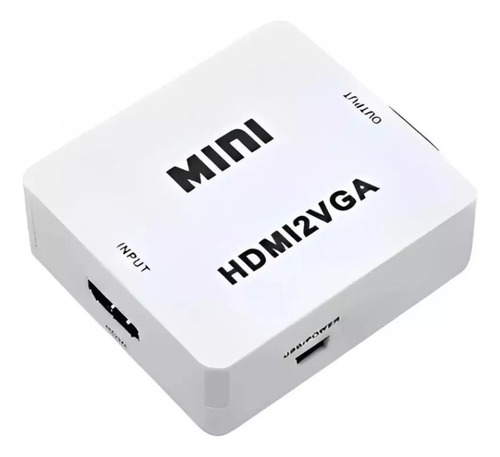 Mini Conversor Adaptador Hdmi P/ Vga Com Saida De Audio P2