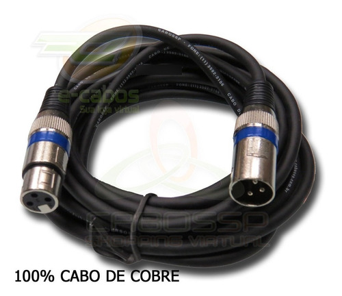 Kit 4 Cabos Microfone/dmx - Xlr/canon Balanceado 5 Metros