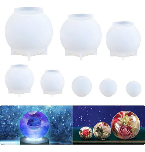 8 Piezas Moldes De Silicona De Esfera Moldes Resina De Bola