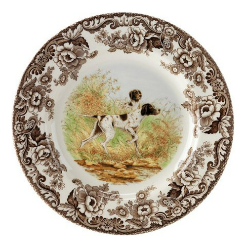 Spode Woodland Hunting Dogs Placa De Ensalada Con Puntero