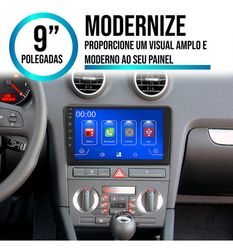 Kit Multimidia Carplay Mp5 9pol Audi A3 07 08 09 10 11 12 13