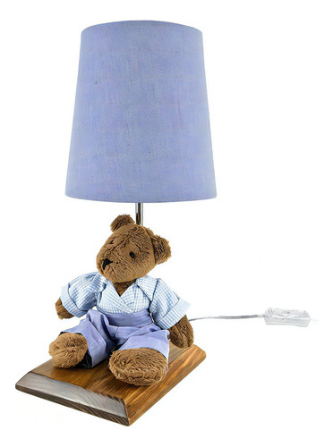 Abajur Urso Ursinho Luminária Azul Decorado Bebê Menino