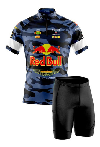 Conjunto Camisa E Bermuda Ciclismo Redbull Aston Martin