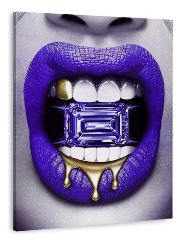 Canvas | Mega Cuadro Decorativo | Labios Azul | 60x40 Color Morado