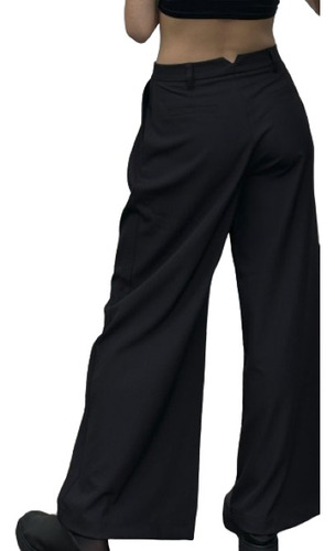 Pantalon Sastrero Palazzo Wide Leg Vestir Mujer Meraki