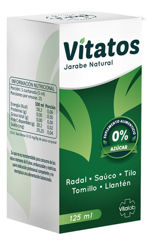 Vitatos Jarabe 0% Azúcar (radal,sauco,tomillo,tilo,llanten) Sabor Naranja