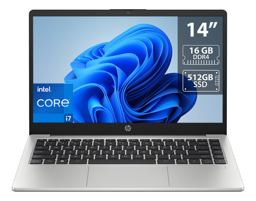 Laptop Hp 240 G10 intel Core I7 16gb Ssd 512gb 14 W11h Color Plateado