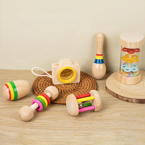 6x Juego De Juguetes De Madera Para Bebés, Hecho A Mano,