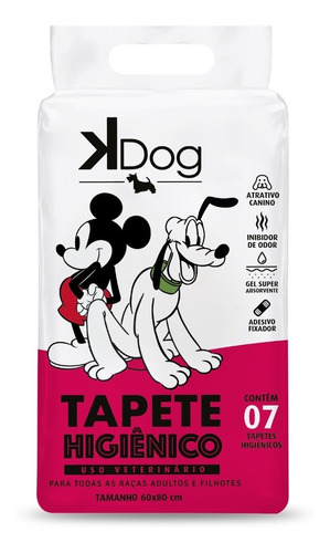 Imagem 1 de 2 de Tapete Higienico K-dog Disney - 7 Unidades