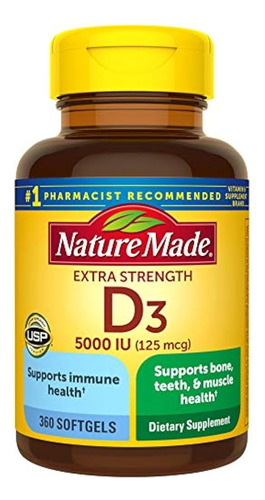 Nature Made Extra Strength Vitamin D3 5000 Ui (125 Mcg), Sup