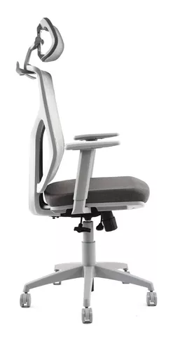 Silla De Escritorio Blanca Modelo Giro - Tela Gris- Rolic