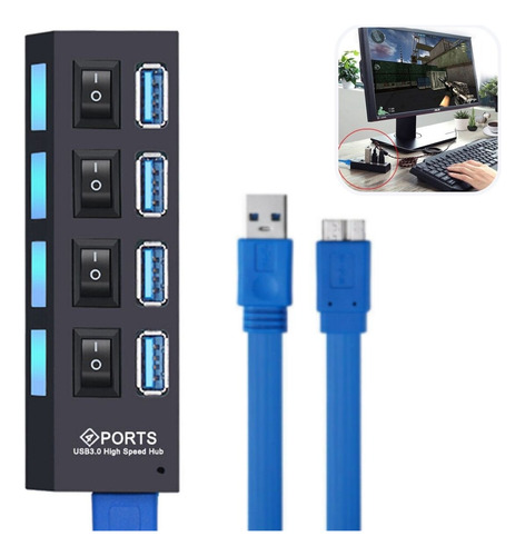 Divisor Usb 4 Entradas Régua Alta Velocidade Para Notebook