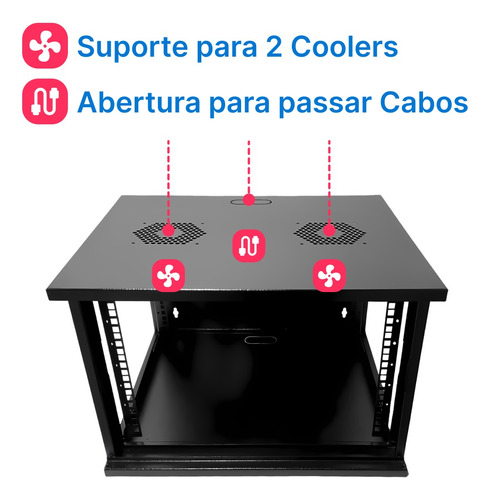 Mini Rack / Parede 19'' 7u X 570mm Desmontável Frete Gratis