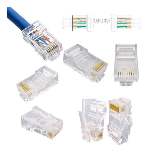 Pack 100 Conectores Rj45 De Cables Internet