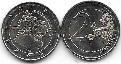Moneda Malta Bimetalica 2 Euro Año 2013 Sin Circular
