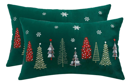 Fundas De Almohada Bordadas De Navidad De 12x20 Pulgada...