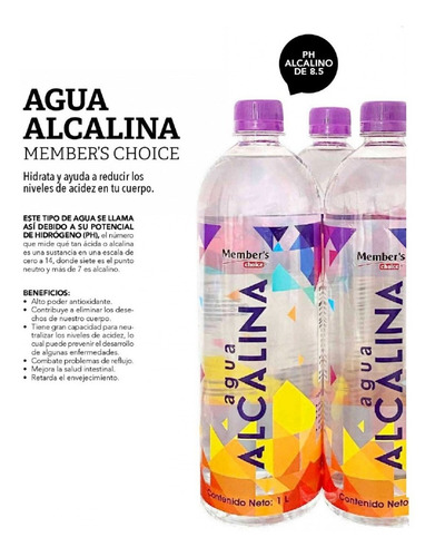 Agua Alcalina 12 Pack 1 Litro C/u Mc