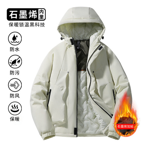 Chaqueta Acolchada De Algodón Cálido Con Capucha Y Forro De Grafeno Para Hombre