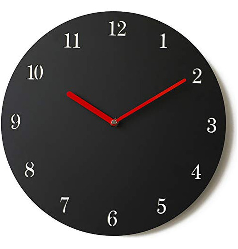 Reloj De Pared Negro Y Rojo Minimalista Moderno