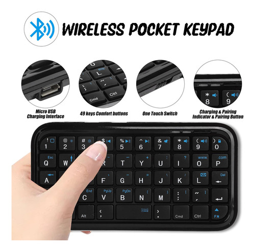 Mini Teclado Bluetooth, 49 Teclas Teclado Inalámbrico De