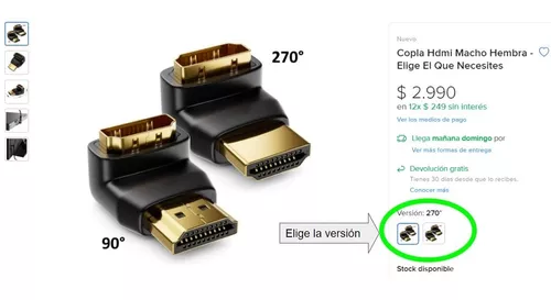 Copla Hdmi Macho Hembra 90grados