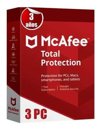 Imagen 1 de 1 de Mcaffe Total Protection 3 Pc Por 3 Años / Tecnosolucionesig
