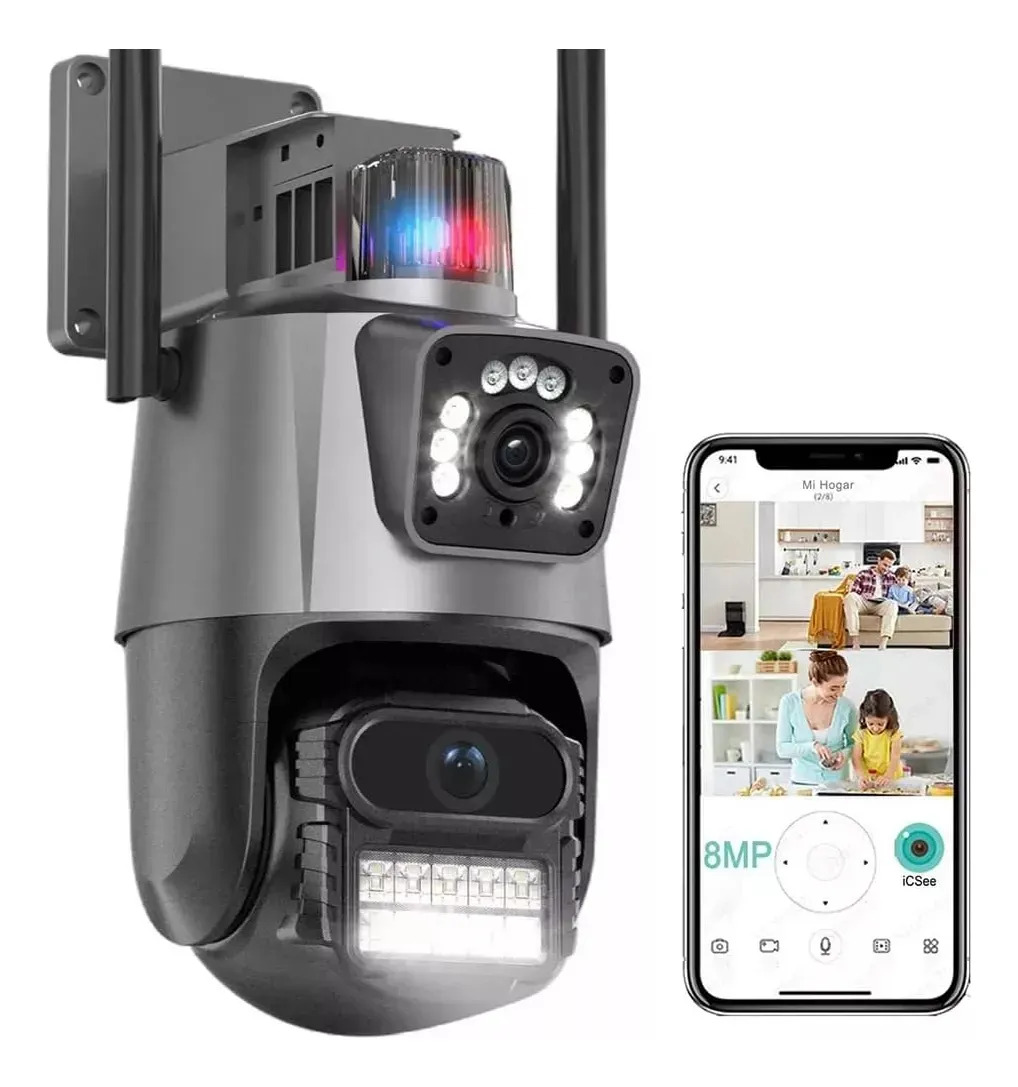Kit Câmera Segurança Ip Wifi Lente Dupla 6mp Icsee Preto