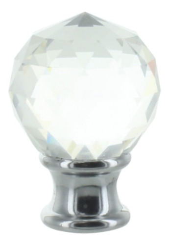 Transparente Faceted Crystal Orb Finial Base Cromada