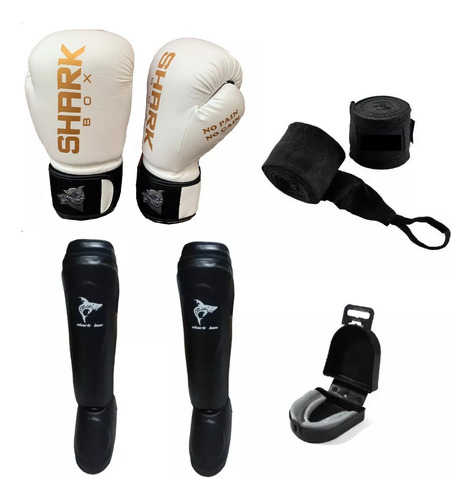 Kit Kick Boxing,mma, Guante Profesionales+tibial+venda+bucal