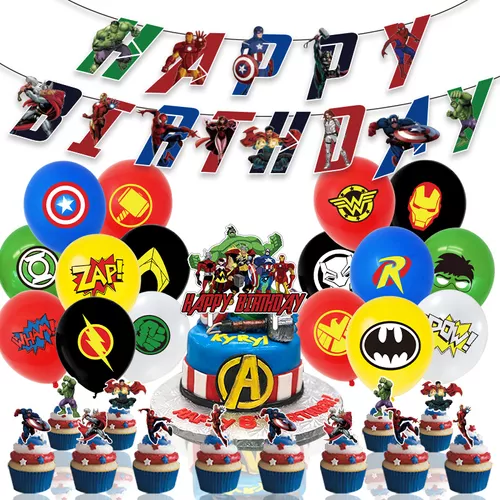  Set Decoración De Cumpleaños Avengers Superheroes.   Piezas
