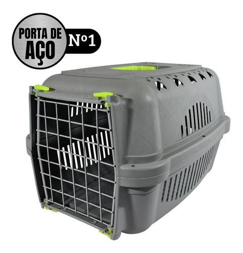 Caixa De Transporte Cães Gatos Durafalcon Porta De Aço Nº1