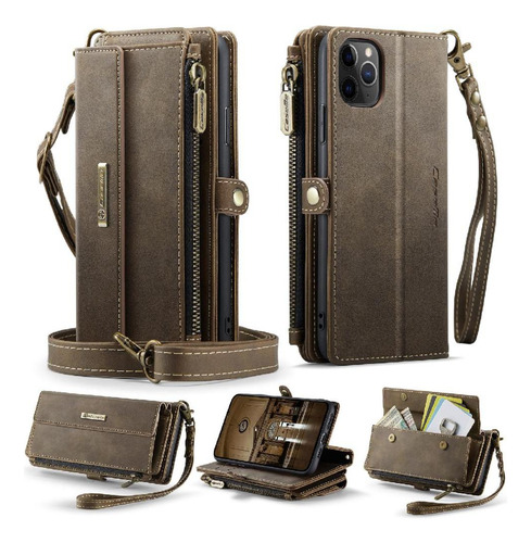 Capa Tipo Carteira Para iPhone 11 Pro Max Em Couro Pu Removí