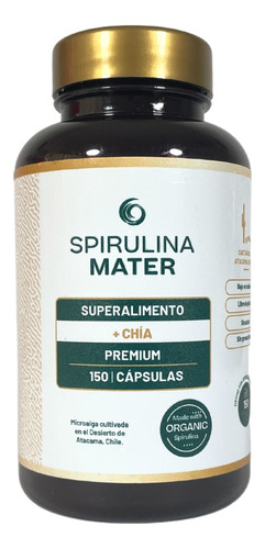 Frasco Spirulina Mater 150 Cápsulas + Chía 100% Chilena
