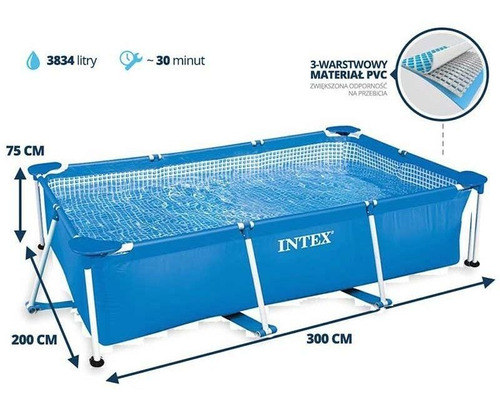 Piscina Armable Intex 300x200x75cm,hogar Patio,juego Niños