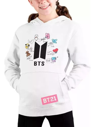 Buzo Canguro Bts Bt21 Firmas Kpop Unisex