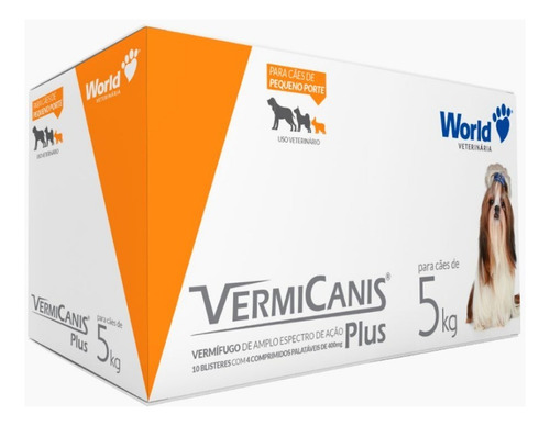  Vermífugo Vermicanis Para Cães 5 Kg ( 40 Comprimidos )
