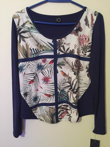 Blusa Io Manga Larga Azul  Xs