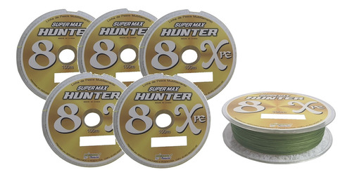 Linha Multifilamento 8x Hunter 0,14 Mm 100 Mts Verde 5 Unid