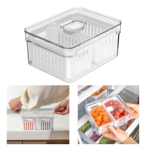 Pote Organizador Cesto Duplo 2,2l Frutas Legumes Geladeira