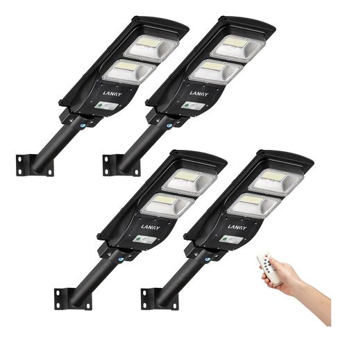 Langy Paquete De 4 Luces Solares De Calle, 120 Led 6000 Lmen