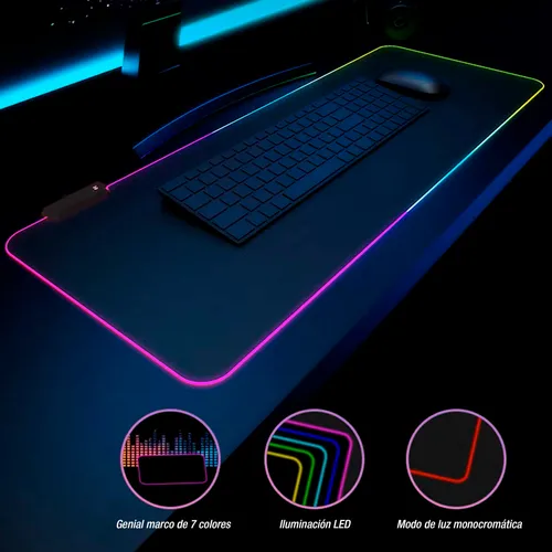 Mouse Pad Led Gamer Grande Iluminación Rgb Superficie Antideslizante Para Juego Precisión Alta Calidad Duradero Ideal Para Pc Y Laptop Estilo Único Experiencia Inmersiva Otec