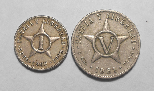 Repúbica De Cuba Lote De Monedas 1 Y 5 Centavos 1946 - 1961