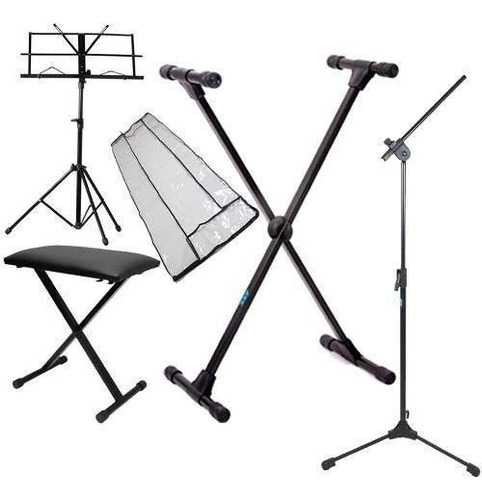 Kit Acessórios Para Teclado Musical + Pedestal De Microfone