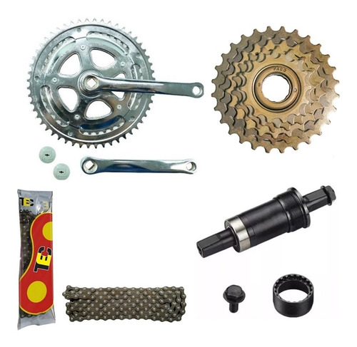 Kit Bike Caloi Monark 10 Pedivela Corrente Central Catraca.